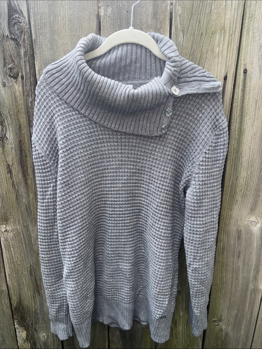 Calvin Klein Gray Classic Preppy Gray Cowl Sweater Chunky Women’s Sz Large